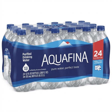 Aquafina Purified Drinking Water, 12 fl oz Plastic Bottles, 24 Pack