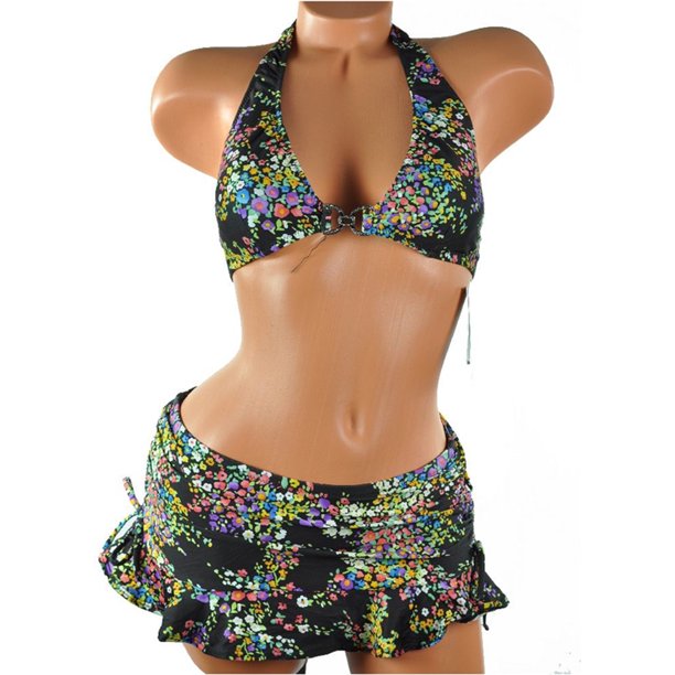 ABS Floral Swim Tankini de 2 piezas para mujer, multicolor, pequeño ABS Tankini