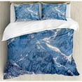 thumbnail image 3 of Mountain Duvet Cover Set Twin Size, Snowy Mountain Scene under the Sky Winter Wilderness Untrodden Nature Print, Decorative 2 Piece Bedding Set with 1 Pillow Sham, White and Blue, by Ambesonne, 3 of 3