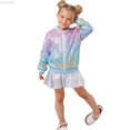 thumbnail image 2 of Liyamei Girls Sequin Color Block Jacket with Stand Collar for Party Sparkly Wear Size 4-5 Years, 2 of 6
