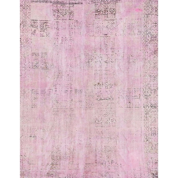 Ahgly Company Indoor Rectangle Abstract Pink Abstract Area Rugs, 3' x 5'