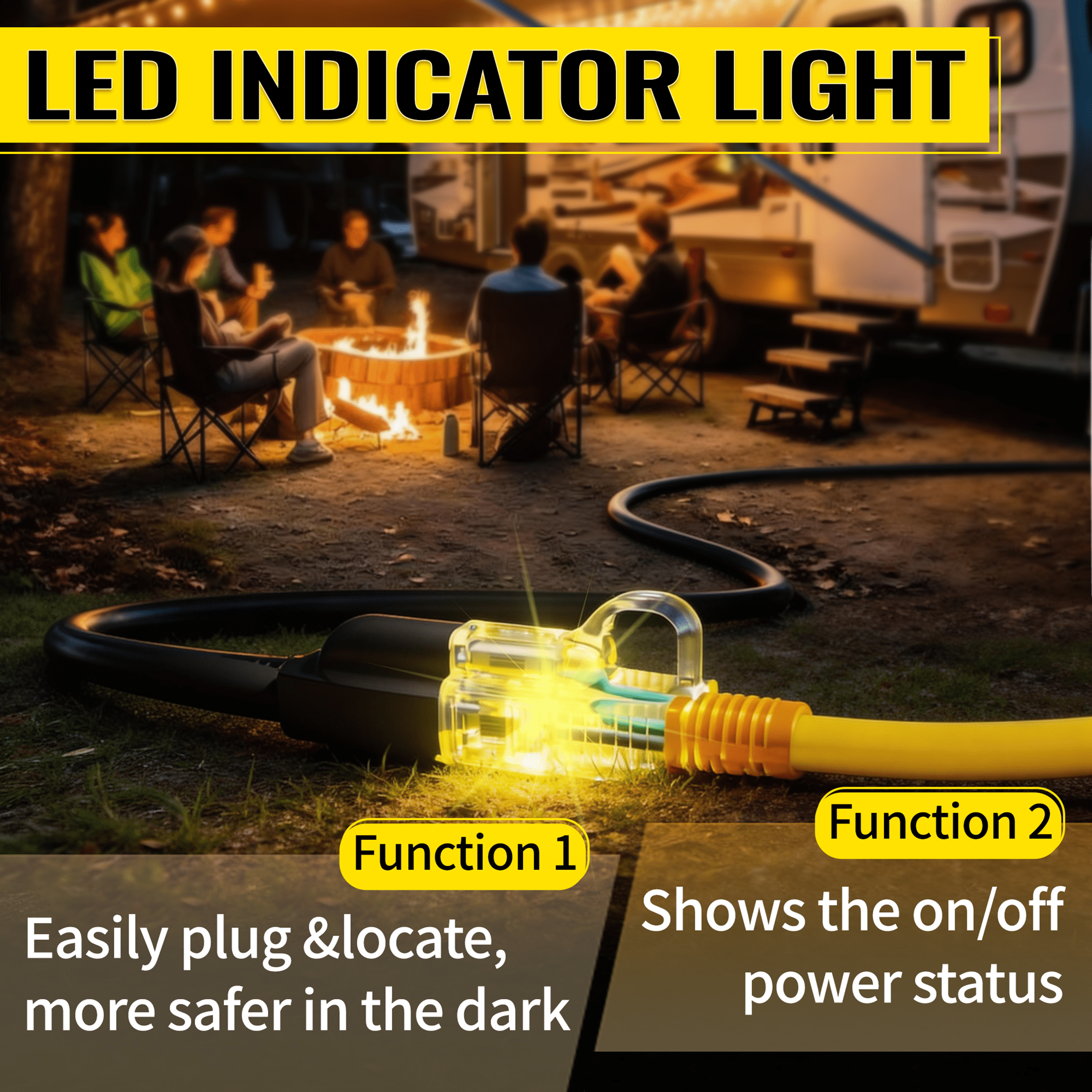 ZAZFO 14/3 Gauge Yellow Outdoor Extension Cord 100 ft Waterproof with Lighted Indicator, Cold Weatherproof -40°C, Flexible 3 Prong Extension Cord Outside,15A 1875W 14AWG Sjtw, Etl Listed