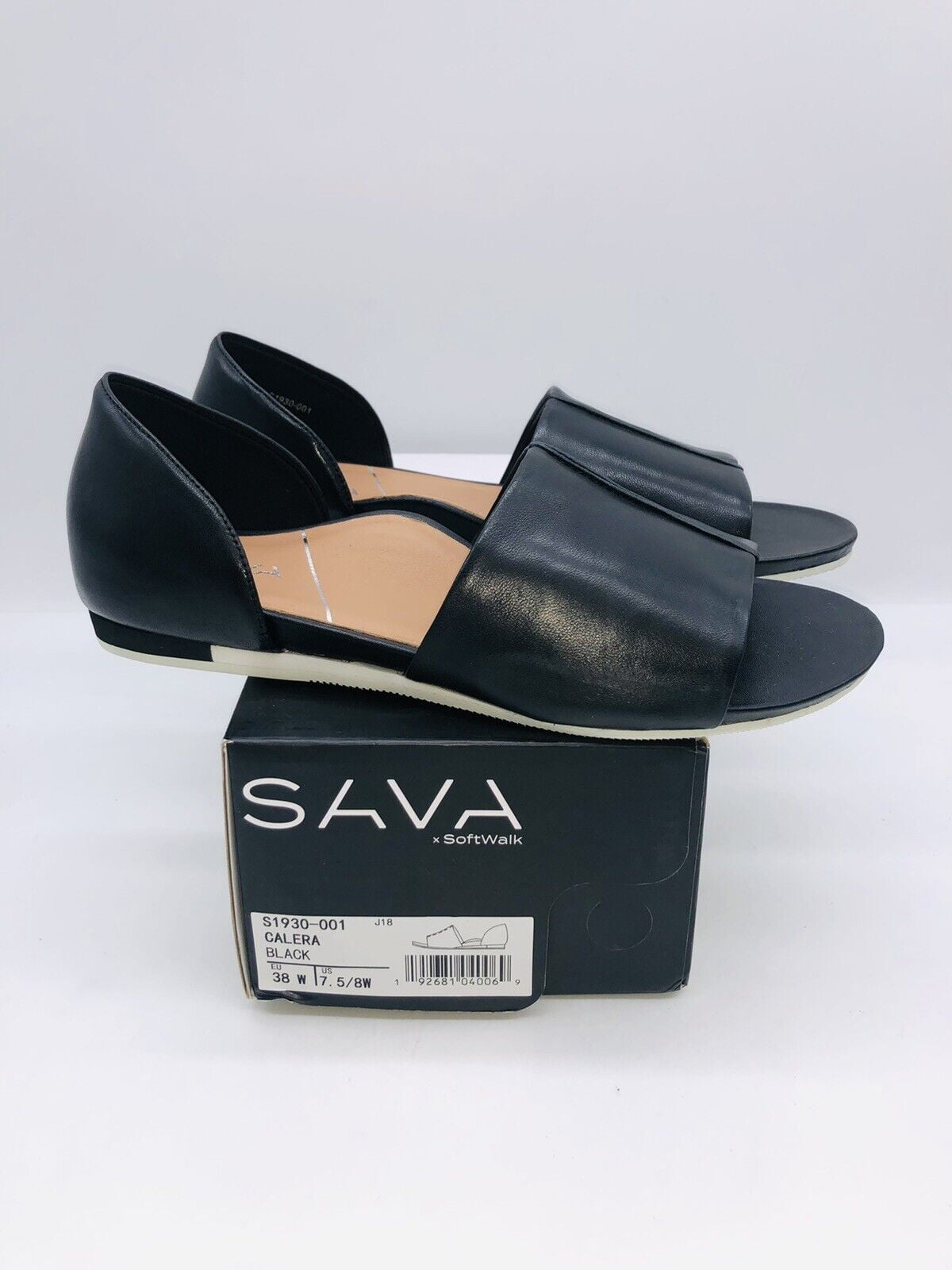 Sava Women's Calera Flat Slip On Sandal Black Leather - choose size