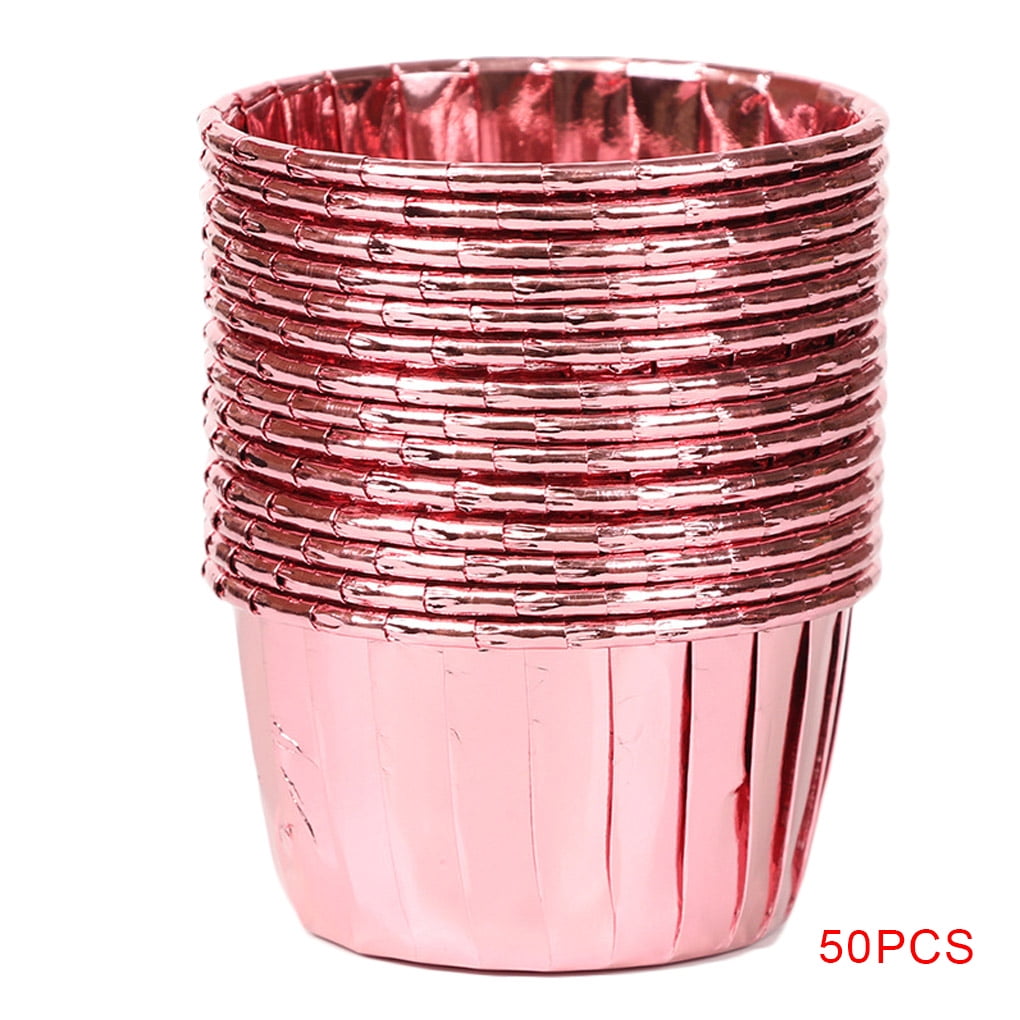 ROBOT-GXG Disposable Aluminum Foil Baking Cups - Disposable Muffin Liners - 50PCS Aluminum Foil Cupcake Liners Mini Baking Cups Disposable Muffin Liners Muffin Pudding Holders for Party Decorations