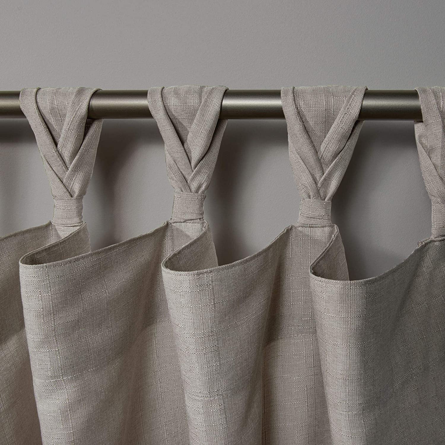 Exclusive Home Curtains Loha Linen Braided Tab Top Curtain Panel Pair, 54x63, Beige