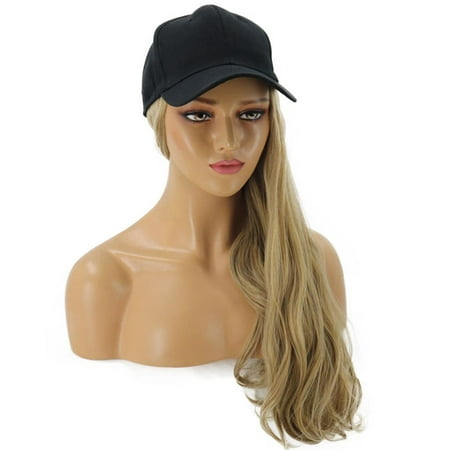 Baseball Cap with Hair Extensions Adjustable Cap Attached Synthetic ...