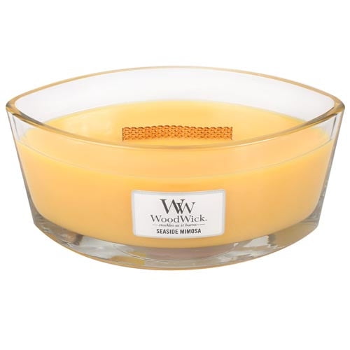 Woodwick Candle SEASIDE MIMOSA by Yankee Medium Hourglass Jar 9.7 oz Yellow Wax 