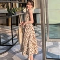 thumbnail image 2 of Monfince Women Summer Sling Dresses Sweet Floral Print A-line Dress Natural Waist V-neck Sleeveless Dresses For Women, 2 of 7