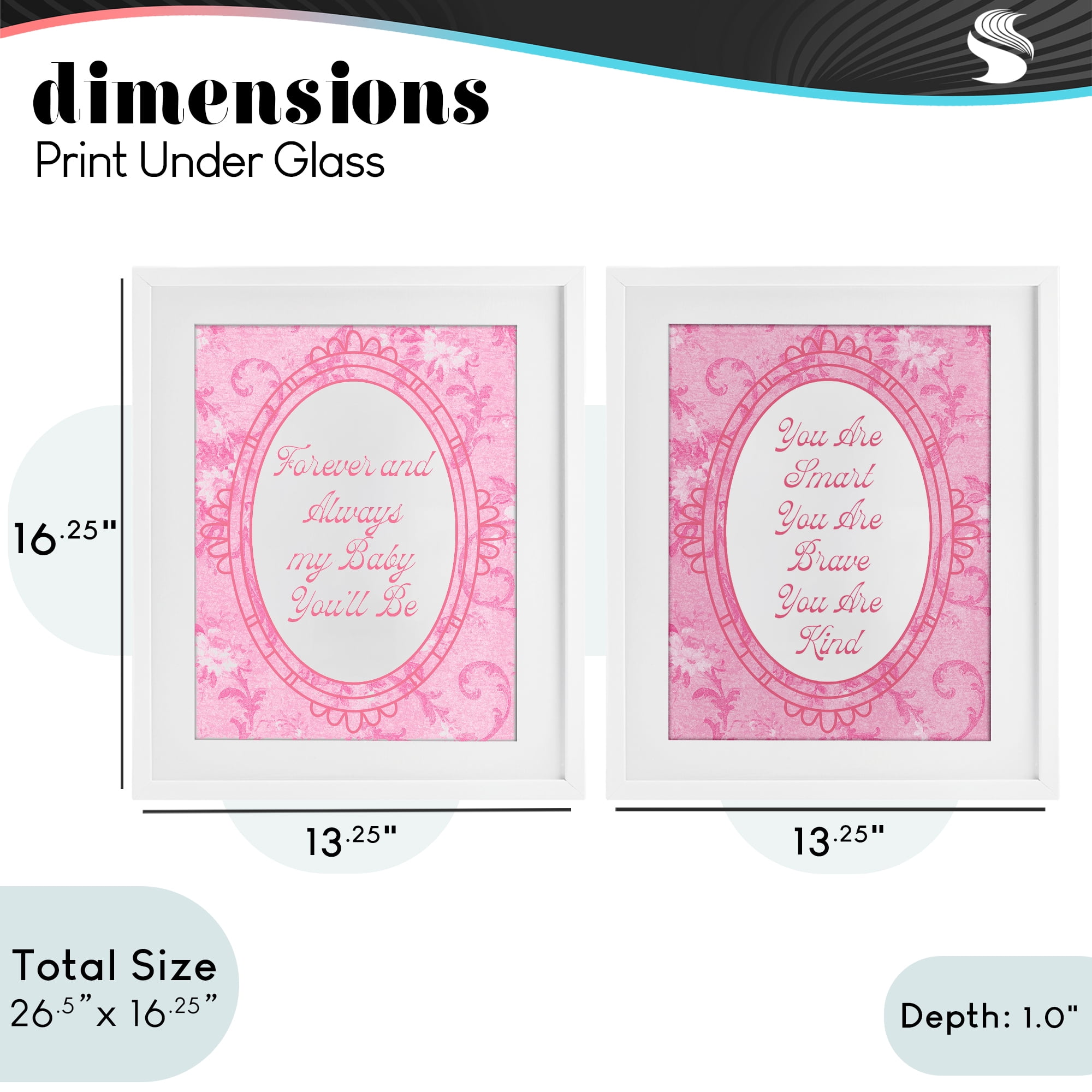 Stupell Industries Loving Pink Ornate Phrases 2 Piece White Framed Print Under Glass Set, design by Lil' Rue