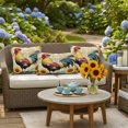 thumbnail image 6 of Outdoor Pillow Cover Rooster Sunflowers Plant Set of 2 Waterproof Throw Pillowcases White Yellow Plaid Decorative Patio Furniture Pillows for Couch Garden Indoor & Outdoor Use, 6 of 9