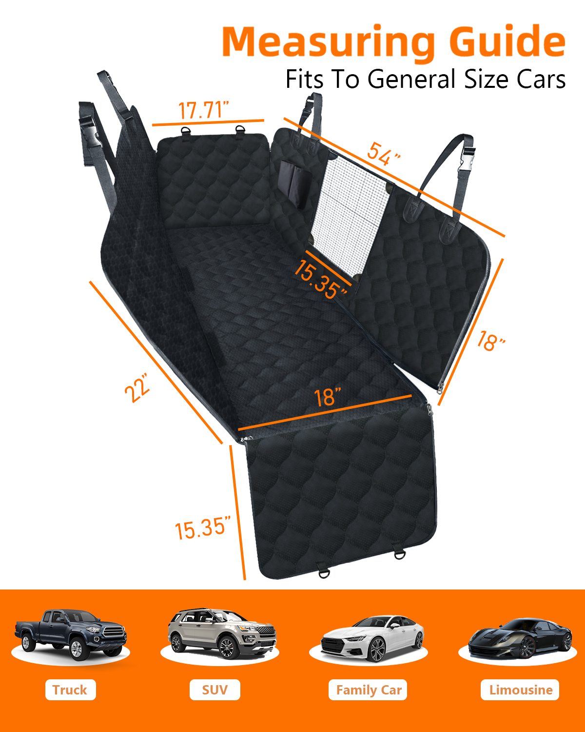 Smatto Dog Car Seat Cover with Mesh Window, Black photo 7