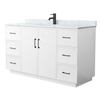 Elan TK 60" White Single Vanity & White Carrara Marble Top & Black Trim