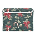 thumbnail image 7 of Yayeee Collapsible Cube Storage Bin with Lid Fabric Closet Decorative Basket with Handles, Green Christmas Candy Canes, 7 of 7