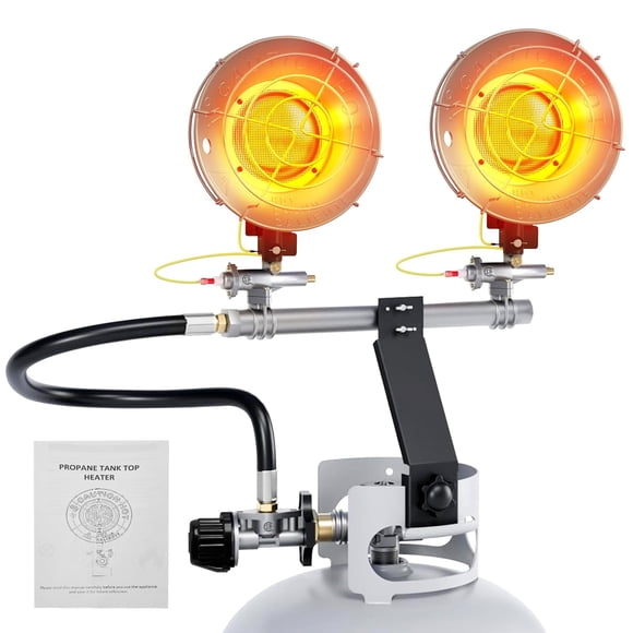 Calefactor de propano CSZKJXPA de 30,000 BTU con doble cabezal para exteriores