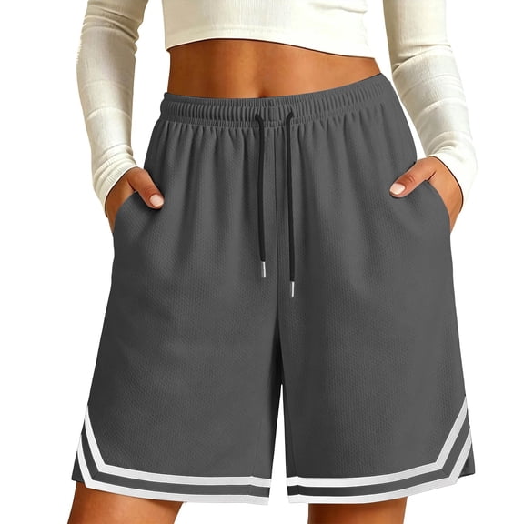 gakvbuo Athletic Running Shorts for Women's Solid Color Drawstring Plus Size Wide-Leg Shorts with Pocket Knee Length Oututwear Jogging Walkshort