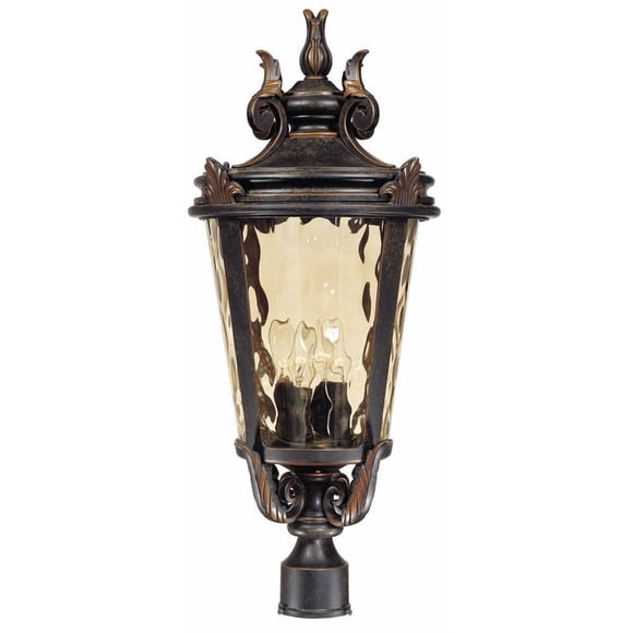 John Timberland Casa Marseille European Outdoor Post Light Fixture Bronze Scroll 28" Hammered Glass for Exterior House Porch Patio Outside Deck Garage Yard Garden Driveway Home Lawn Walkway