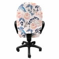 thumbnail image 3 of Vintage Office Chair Slipcover, Pastel Blooming Peony Flowers and a Blue Colored Little Bird Flying Butterflies, Protective Stretch Decorative Fabric Cover, Standard Size, Multicolor, by Ambesonne, 3 of 5