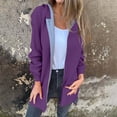 thumbnail image 2 of XPMWRP Women's Oversized Zip Up Hooded Jacket Solid Color Long Sleeved Casual Coats Winter Warm Trendy Mid Length Jacket Purple XXL, 2 of 7