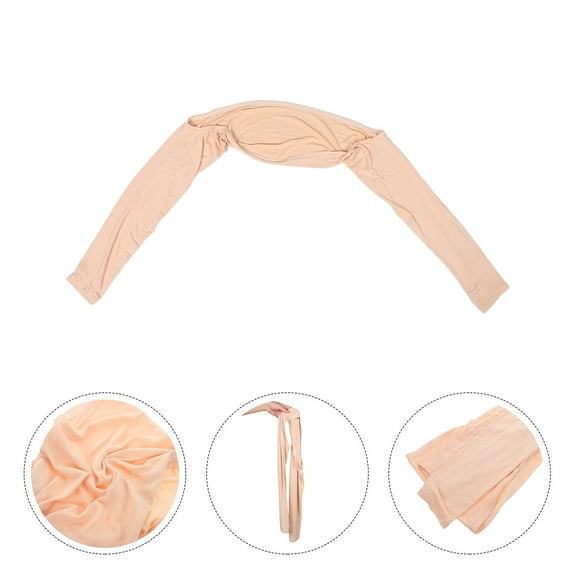 WEUVEB Beige Mercerized Cotton Cooling Arm Sleeves with UV Sun for Outdoor Sports and Driving