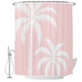 thumbnail image 2 of Pink Palm Tree Shower Curtains for Bathroom, Coastal Tropical Summer Coconut Plants Waterproof Fabric Shower Curtain, Decorative Bathroom Curtain for Bathtub, 36"x72", No Hooks Included, 2 of 9