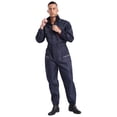 thumbnail image 3 of HULIJA Mens Reflective Stripes Coveralls Long Sleeve Zip Up Jumpsuits Work Overalls with Pockets Navy Blue 170/L, 3 of 7