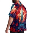 thumbnail image 3 of Eiffel Tower Valentine's Day Men's Short Sleeve Poplin Shirt, Casual Button Down Shirts, Printed Summer Beach Shirt, Unisex Casual Button Down Top, 3 of 6