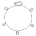 thumbnail image 3 of Sterling Silver Rhodium-plated Clover/Horseshoe Dangle 9in w/1in ext Anklet QQG4793-9, 3 of 3