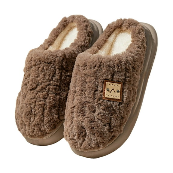 Coffee Mens Stylish And Winter Home Thick Sole With Warmth Couple Slippers For Comfortable Home Wear In Cold Weather