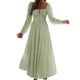 thumbnail image 3 of Vestido Bohemio Informal para Mujer, Estilo Resort, con Escote en U, Mangas Abullonadas y Corte A Verde S, 3 of 9