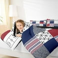 thumbnail image 4 of Feelyou Eat Sleep Football Teen Queen Comforter Set, Plaid Stripes Bedding Set, 3pcs, 4 of 8
