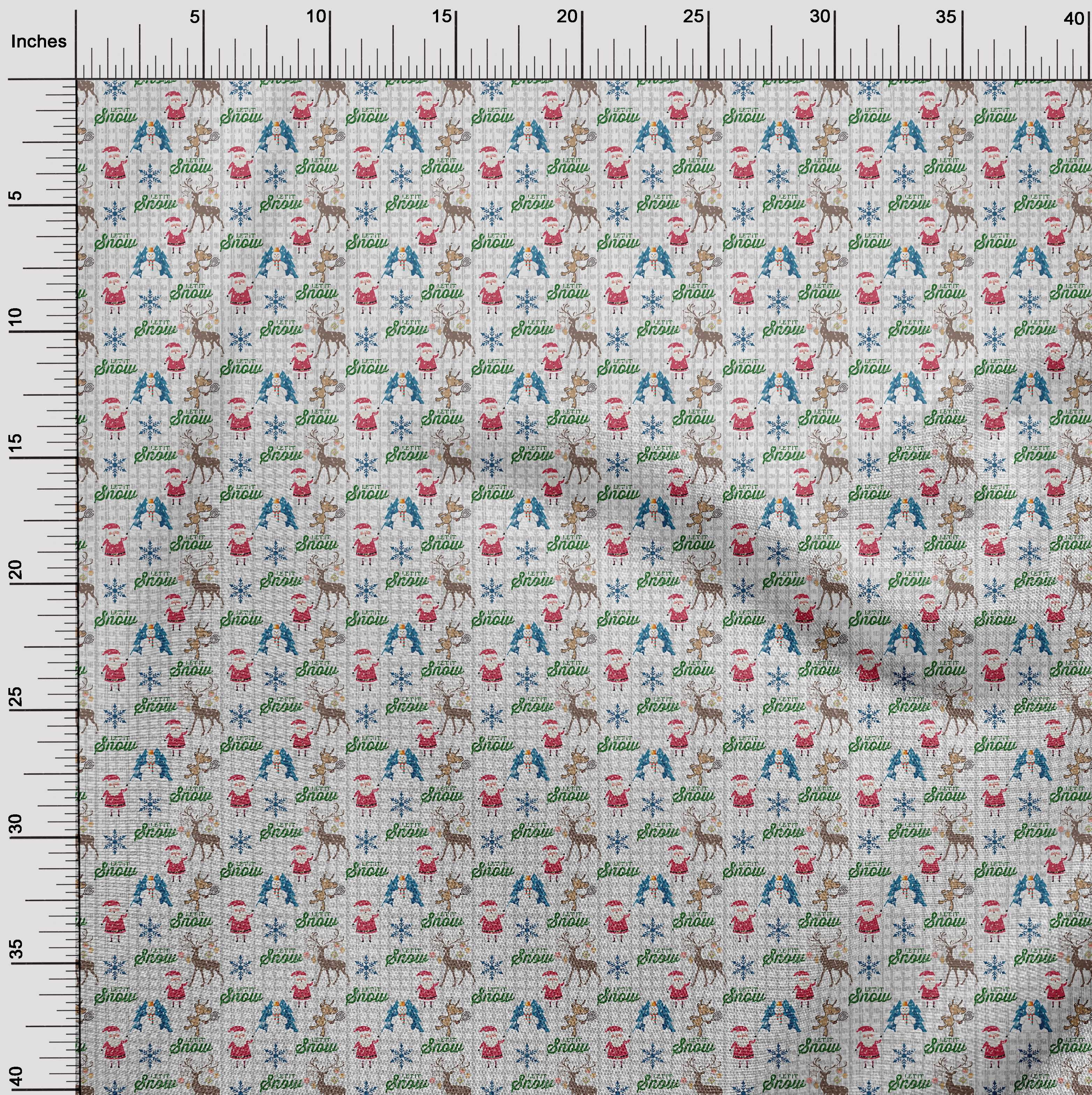 oneOone Cotton Cambric Light Gray Fabric Christmas Christmas Quilting Supplies Print Sewing Fabric By The Yard 42 Inch Wide
