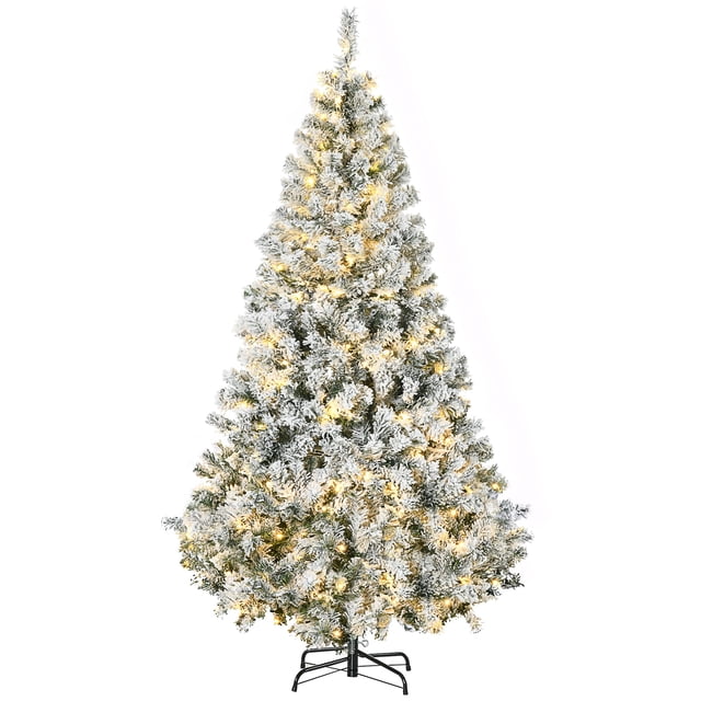 Árbol de Navidad HOMCOM 6 Pies 638 Ramas Cubiertas de Nieve