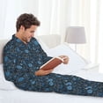 thumbnail image 6 of Cauagu Winter Blue Forest Deer Print Men's Long-Sleeve Pajama Set,Soft Button-Front 2Pjs for Men Long Sleeve Men’s Sleepwear-Small, 6 of 7