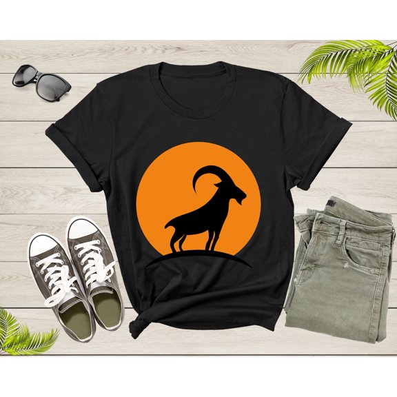 Cool Wild Goat Animal Horn Sunset Silhouette Capricorn T-Shirt Goat Lover Shirt Farm Animal Goat Gift Tshirt Farm Life Animal Lover Shirt