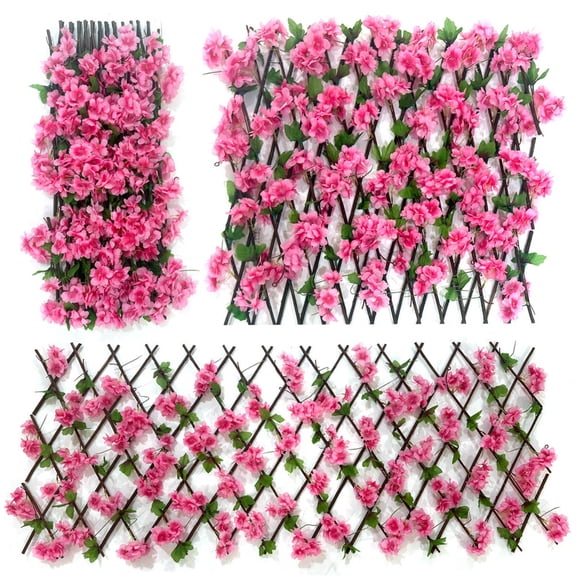 OANLKGI Artificial Flower Expandable Fence Privacy Screen Faux Ivy Decorative for Outdoor Garden Wall Patio Balcony, Artificial Hedge Patio Fencing
