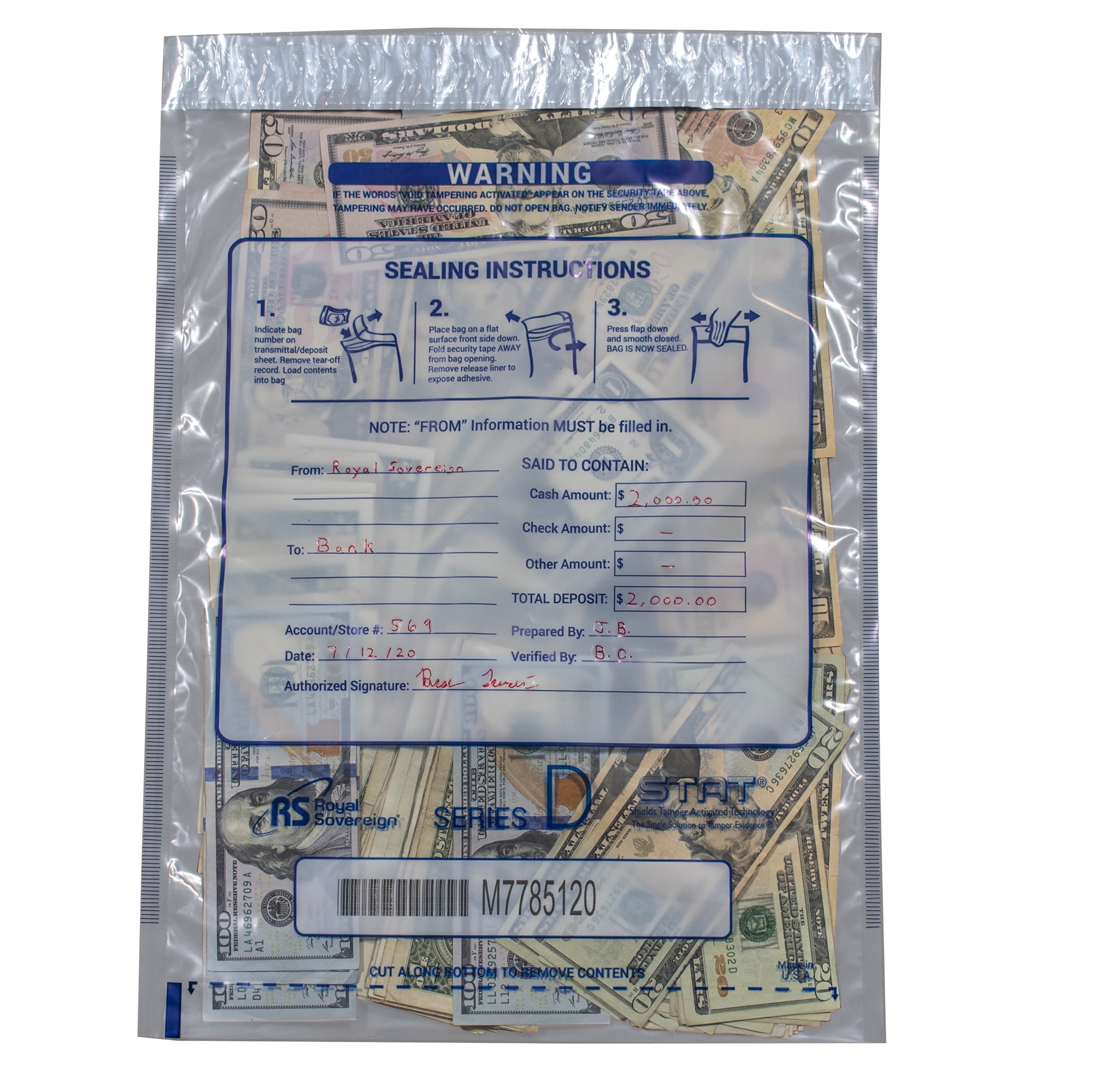 Royal Sovereign 12 x 16 Clear Deposit Bags 100 Pack (RMTE-1216DC)