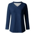thumbnail image 4 of Viadha Women's Casual Solid Colour Shoulder V-Neck Pullover Long-Sleeved Loose Tops Long-Sleeved V-Neck Tops/Shirts, 4 of 4
