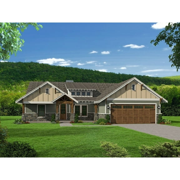 763-20951: Craftsman Traditional 3 Bed, 3 Bath Luxury Home Plan, 2095 Sq Ft: Full Blueprints with License to Build by Home Plan Marketplace - Lesuto