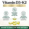 thumbnail image 6 of Vitamin D3 K2 5000 IU Plus with K2 (MK-7) 100 mcg - Vitamins D & K Complex Supplement for Bone, Teeth, Muscle, Calcium Absorption, Supports Immune & Heart Health, Non-GMO, Oil Formula - 240 Softgels, 6 of 10