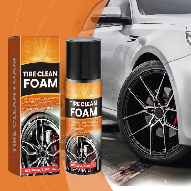 Limpiador de ruedas | Limpiador de neumáticos y llantas de acero para automóviles | Potente eliminación de manchas y lodos | Sin enjuague, sin toallita | Acción espumosa | Botella de 100ml |