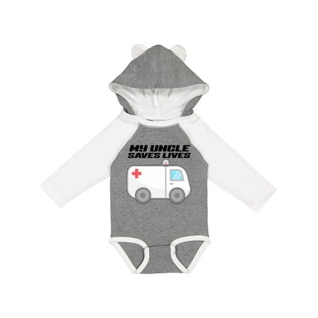 

Inktastic My Uncle Saves Lives- Ambulance Gift Baby Boy or Baby Girl Long Sleeve Bodysuit