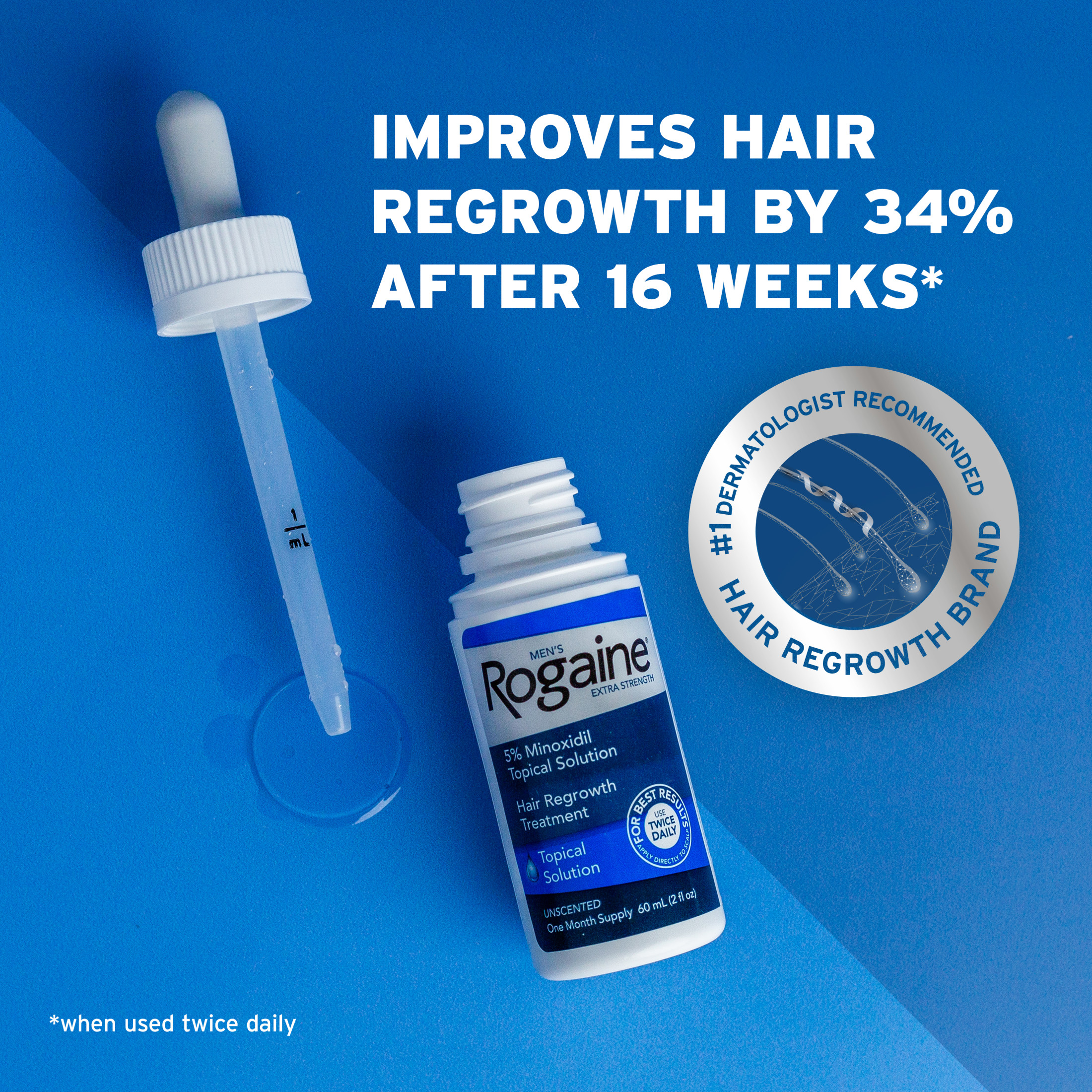 Men's Rogaine Extra Strength 5% Minoxidil Solution, 3-Month - image 2 of 6