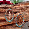 thumbnail image 2 of TIHLMK Earring for Women Vintage Boho Turquoise Gemstone Drop Dangle Hooks Earrings Wedding Engagement, 2 of 3