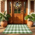 thumbnail image 3 of Christmas Large Plaid Rug Doormat, 19.6x31.5 Inches Hand-woven Green White Plaid Rug Cotton Blend Washable Welcome Mat for Front Door Porch Home Farmhouse Indoor Outdoor Use, 3 of 6