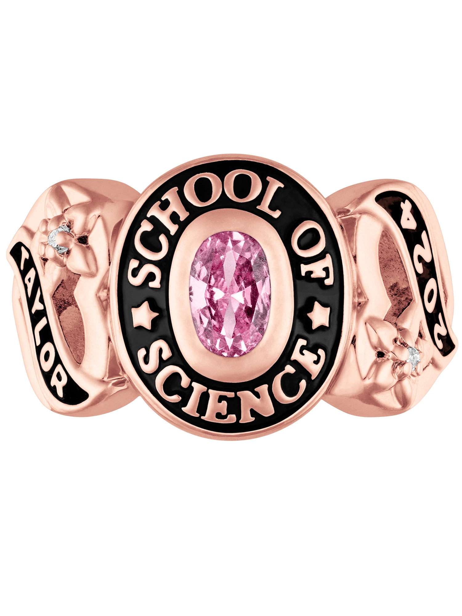 Order Now for 2025 Graduation, Freestyle Women's Rose Gold Celebrium Sweetheart Birthstone Class Ring with Diamond Accents