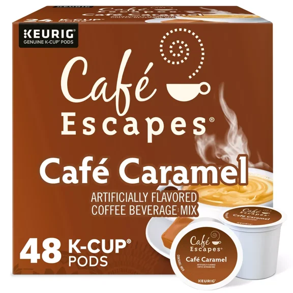 Cafe Escapes Cafe Caramel, K-Cup Pod, 48 Count
