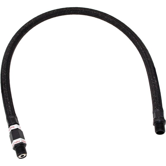 Vixen Horns Stainless Steel Air Compressor Braided Leader Hose with Check Valve 1/4" NPT Male to 1/4" NPT Male 24inch Black VXA7334B
