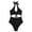 a-87Black24, variant on Womens Halter Neck Crinkle Front Tie Waist Hollow Solid Color One Piece Swimsuit Summer Beach Regular Fit Quick Dry Swim Bath Suits For Ladies White M