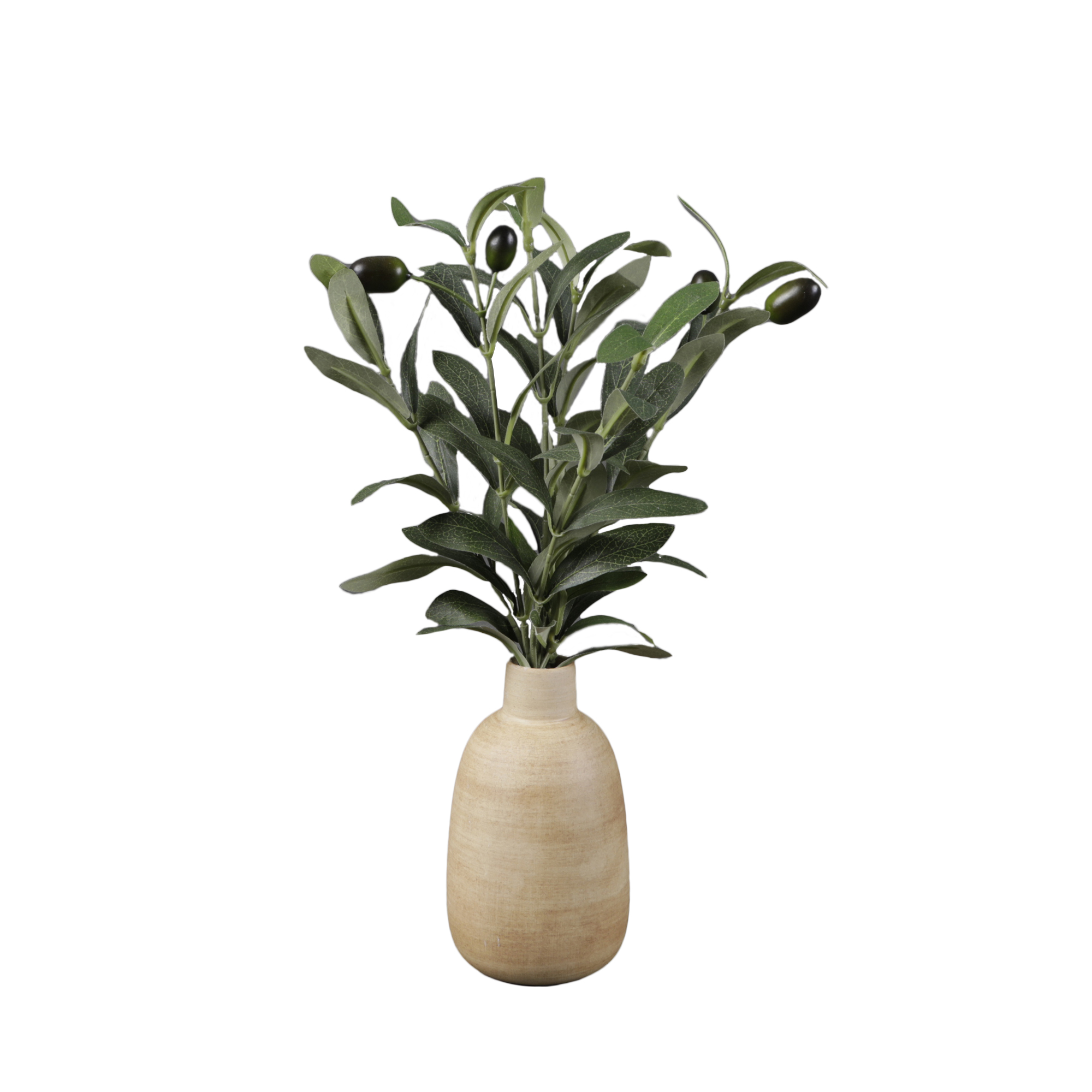 Mainstays 15โ Artificial Olive Plant in Wood Finish Ceramic Vase
