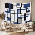 thumbnail image 2 of Navy Blue Black Grey Geometric Large Tapestry for Bedroom Wall Hanging Tapestry,Middle Century Modern Abstract Art Ceiling Backdrop Tapestries Poster Blanket Wall Decor for Living Room 86" x 104", 2 of 8